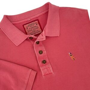 Pussers West Indies Mens Coral Pink Pique Polo Shirt Nautical Tropical Flag XL